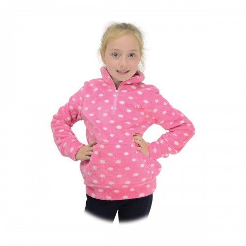 Jaqueta infantil de lã polar Little Rider, rosa-chiclete/branca