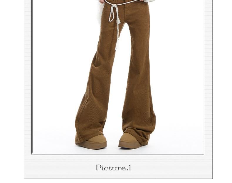 Denimot - Low Rise Plain Corduroy Flared Pants (Diverse designs)