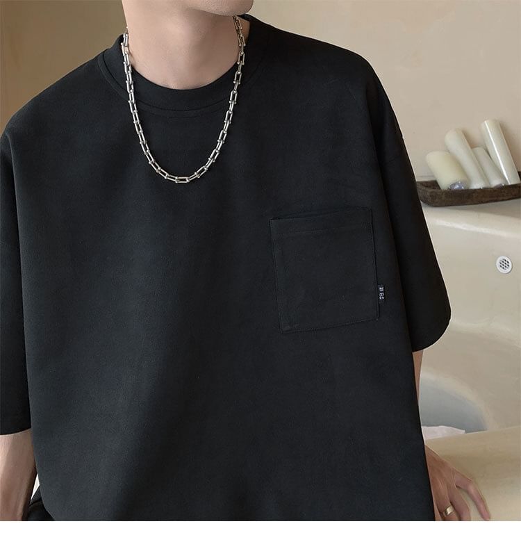 Craltuxe - Oversized T-shirt met ronde hals, elleboogmouwen en zakdetail