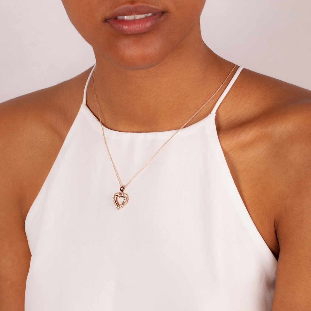 Herzanhänger 750/18 K Roségold mit Diamanten 0.41 ct H/si