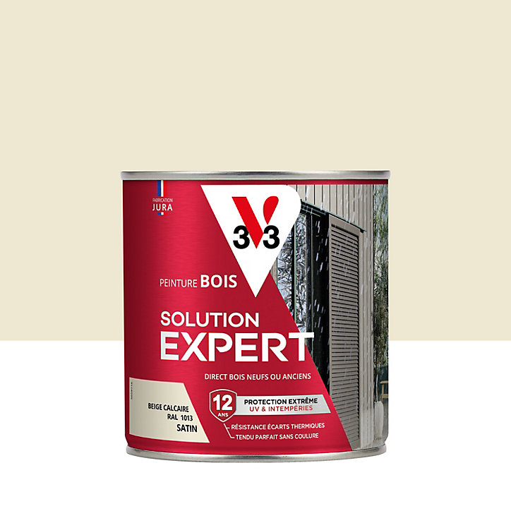 Peinture extérieure bois Solution expert beige calcaire satin V33 500ml
