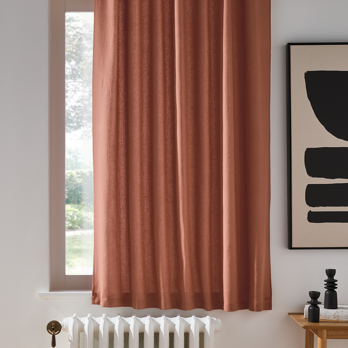 LA REDOUTE INTERIEURS<br>Cortina de linho lavado com laços ocultos, radiador, Onega