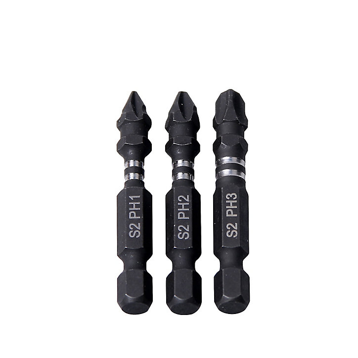 Embout de vissage torsion impact PH1/2/3 50mm Erbauer - 3 pièces