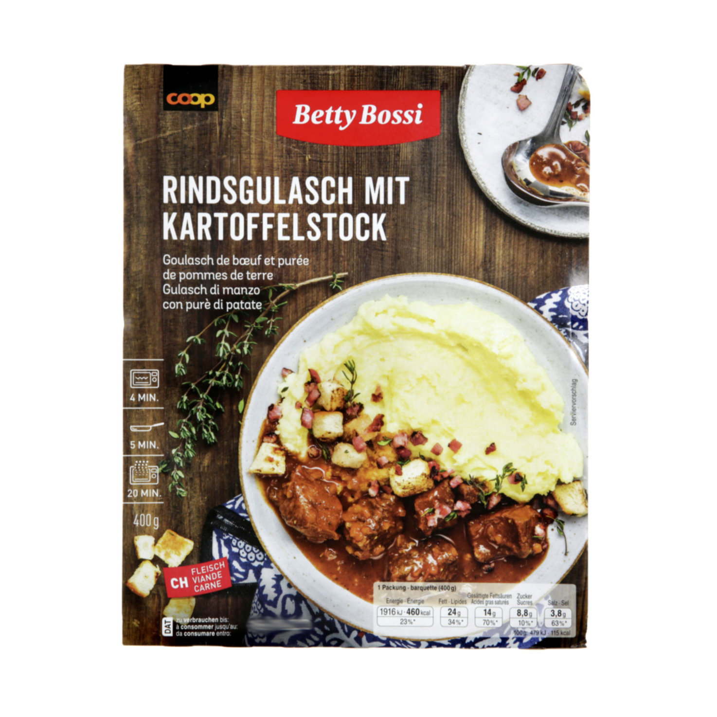 Betty Bossi Rinds-Gulasch mit Kartoffelstock