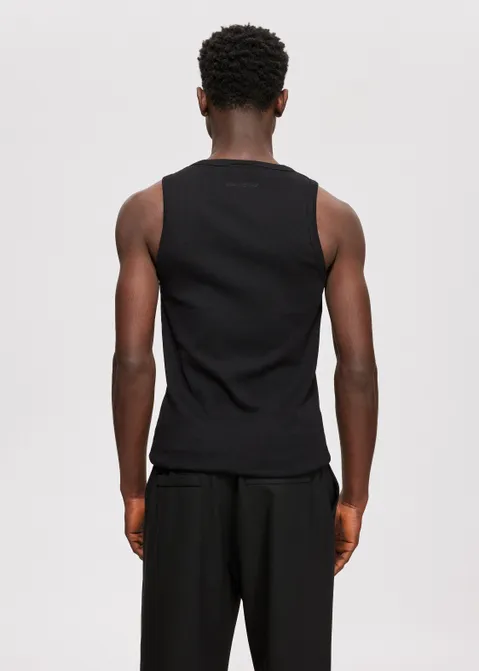 Basic rib singlet zwart (ZWART)