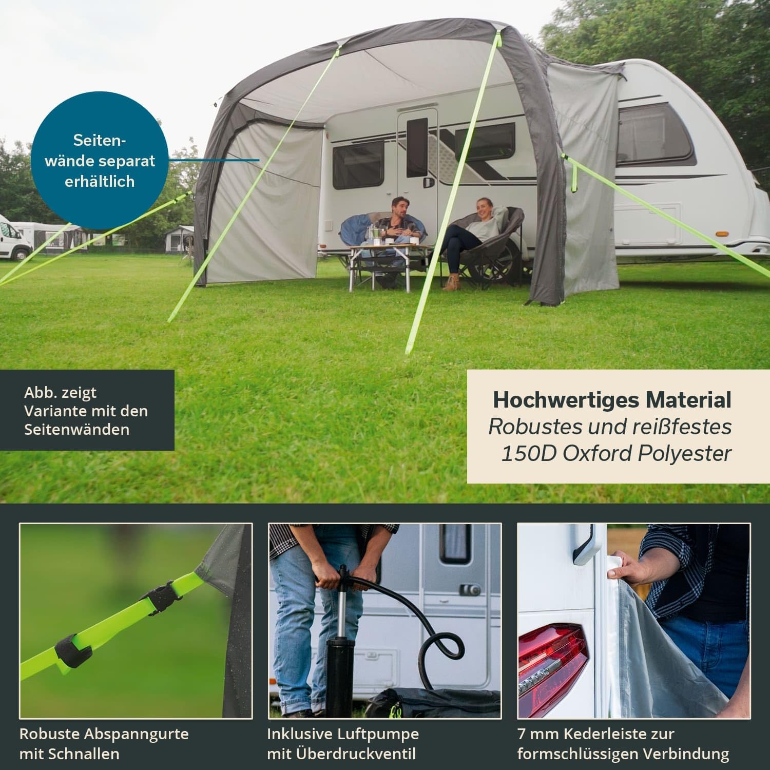 Skandika Vorzelt Vika Air Caravan 400 | aufblasbares Vordach, Caravan Tarp, Sonnensegel, Sonnendach UV 50+, 3000 mm Wassersäule | Buszelt, Busvorzelt für Wohnmobil, Wohnwagen, Camper, Campervan, Bus
