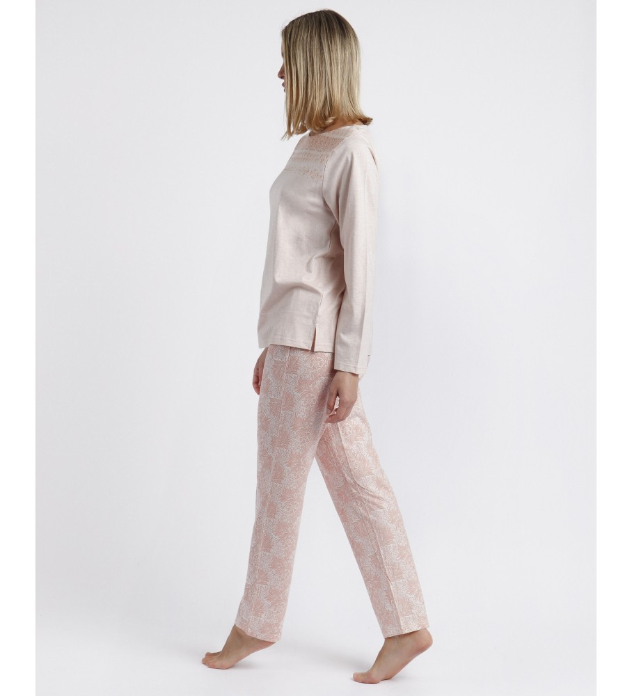 Pijama Admas Soft Coral Style de manga comprida laranja