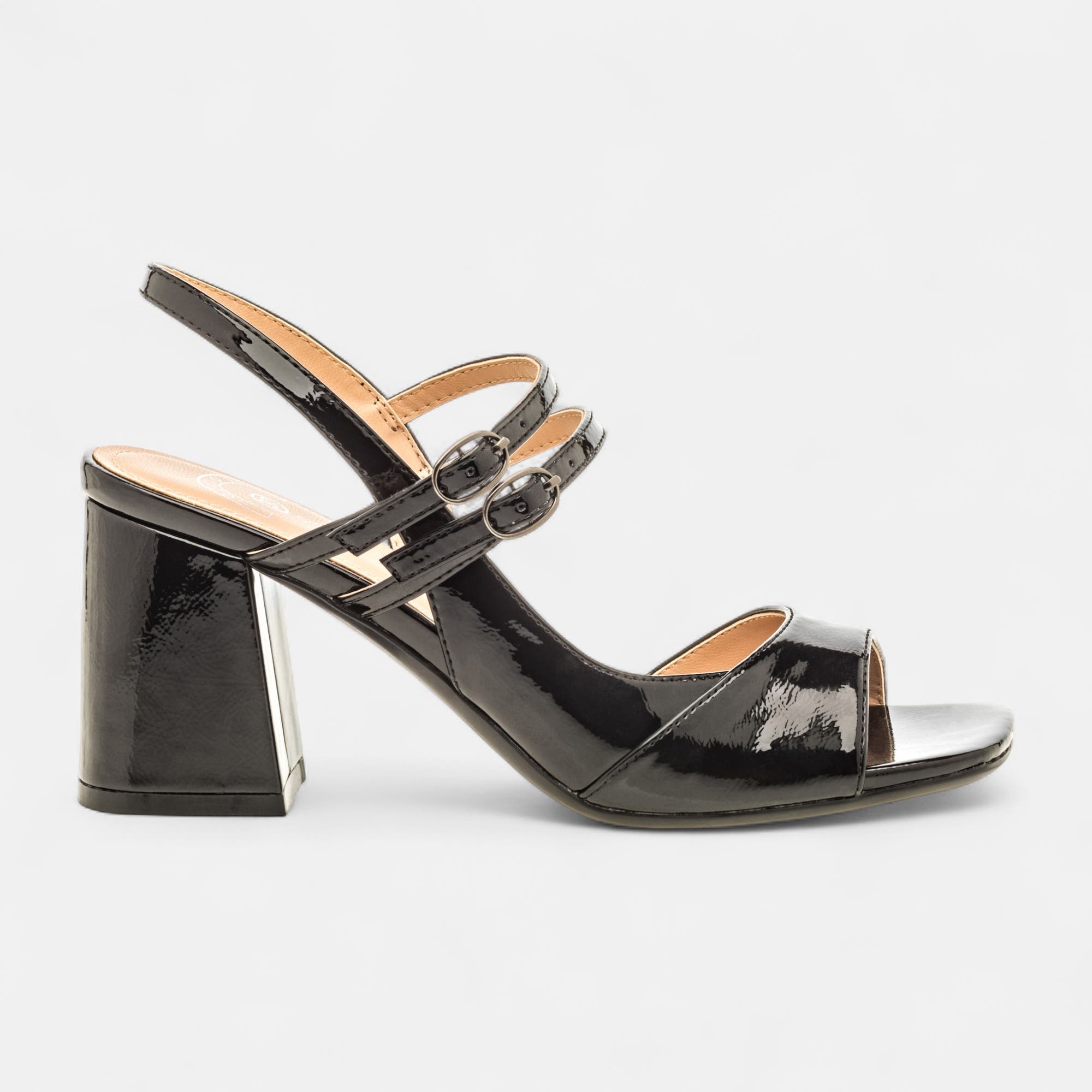 Nu-pieds à talon Femme noir vernis