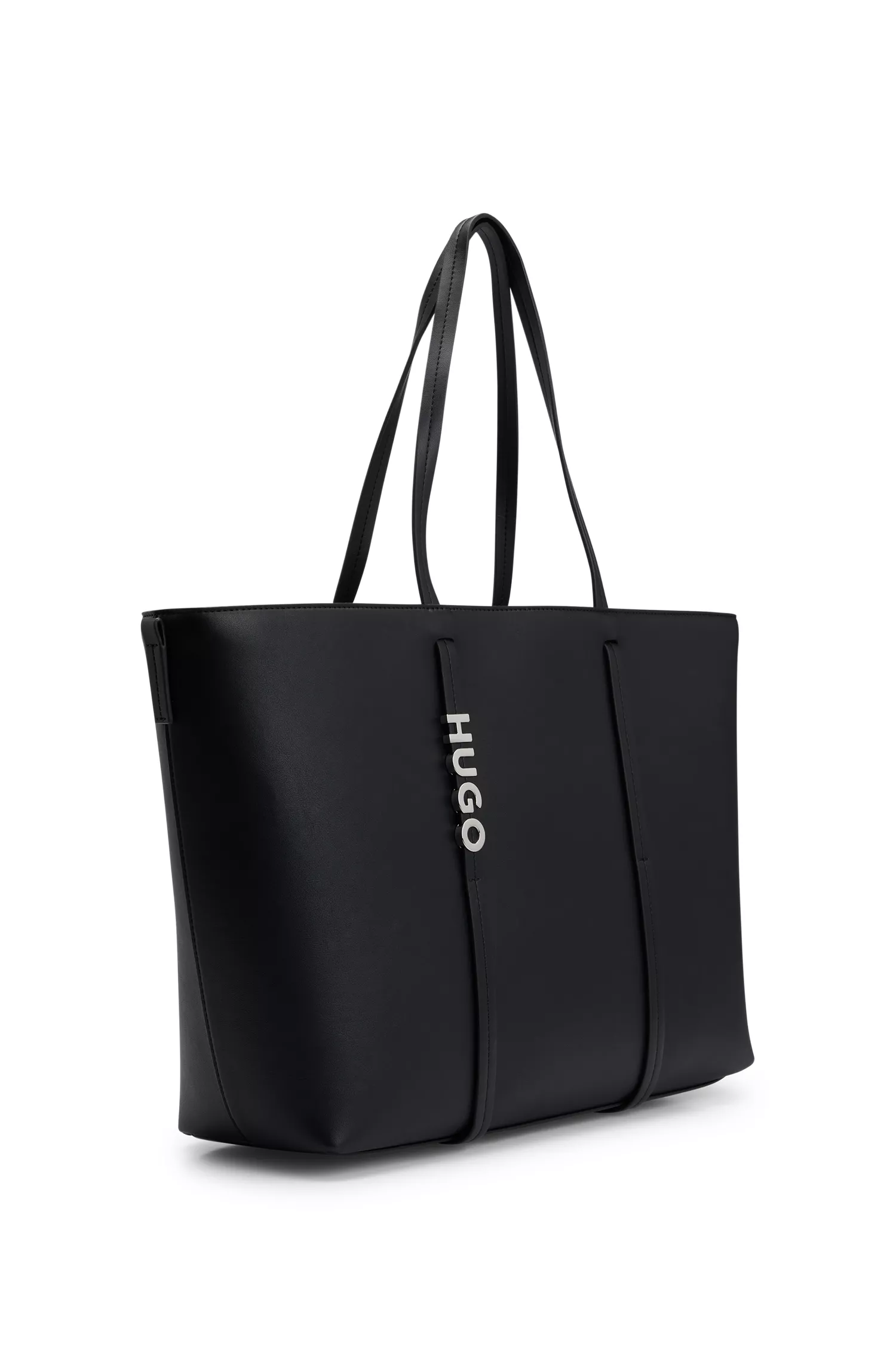 Bolsa HUGO Red-Shopper em couro sintético com logotipo polido.