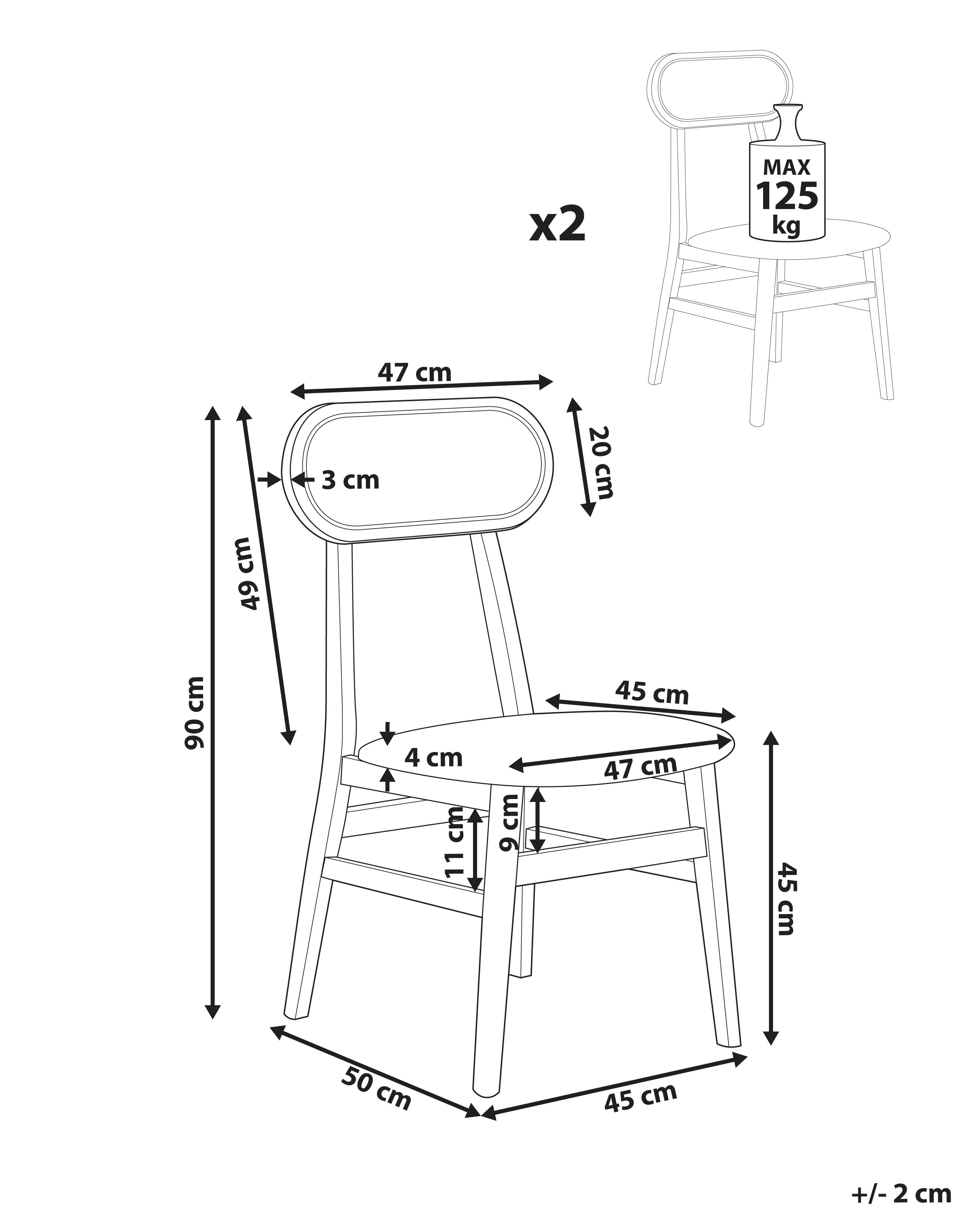 Set van 2 eetkamerstoelen FALLON Lichtbruin