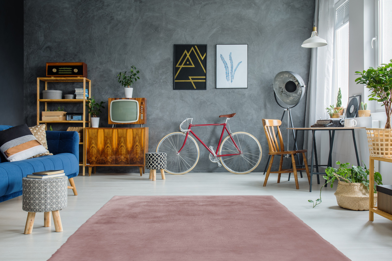 Kunstfell-Teppich - Kaninchenfell-Haptik - rosa - 120x170 cm