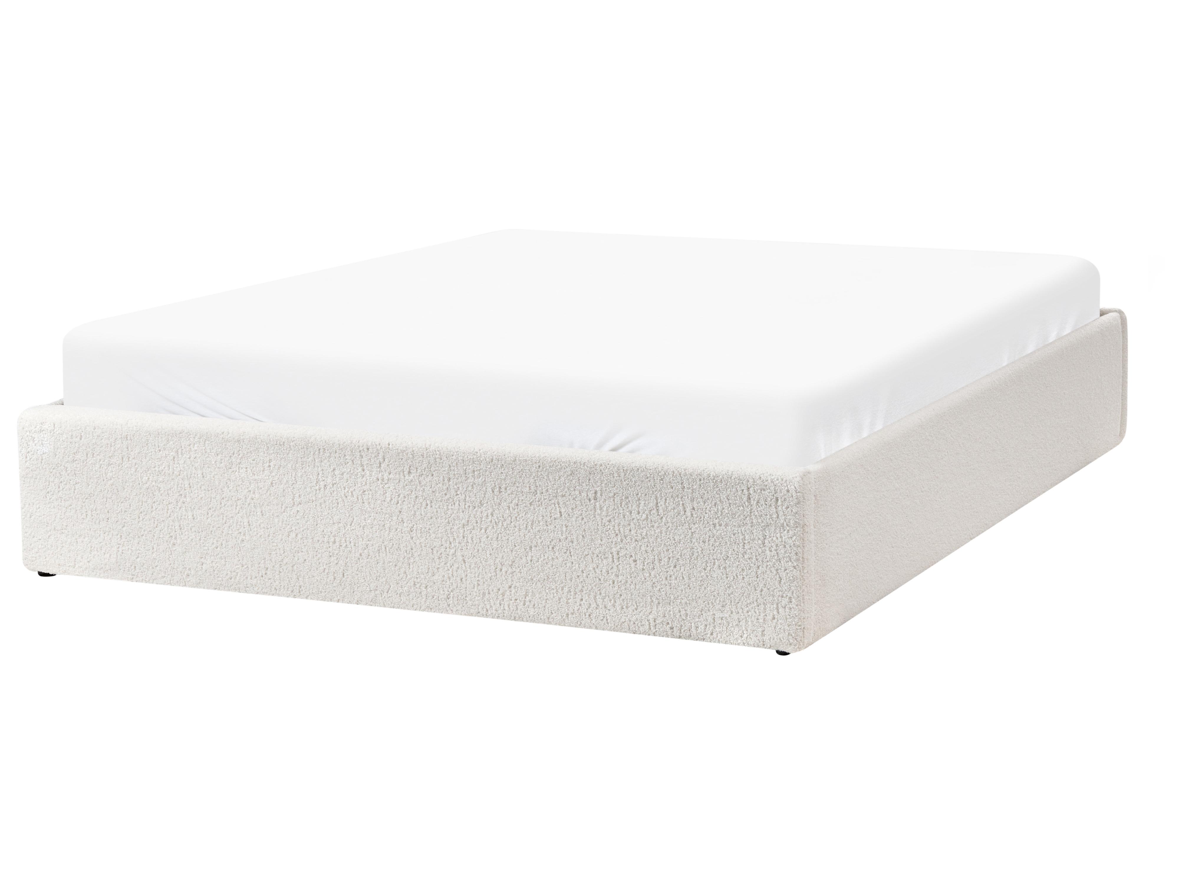 Opbergbed zonder hoofdbord Bouclé DINAN 140 x 200 cm Gebroken wit