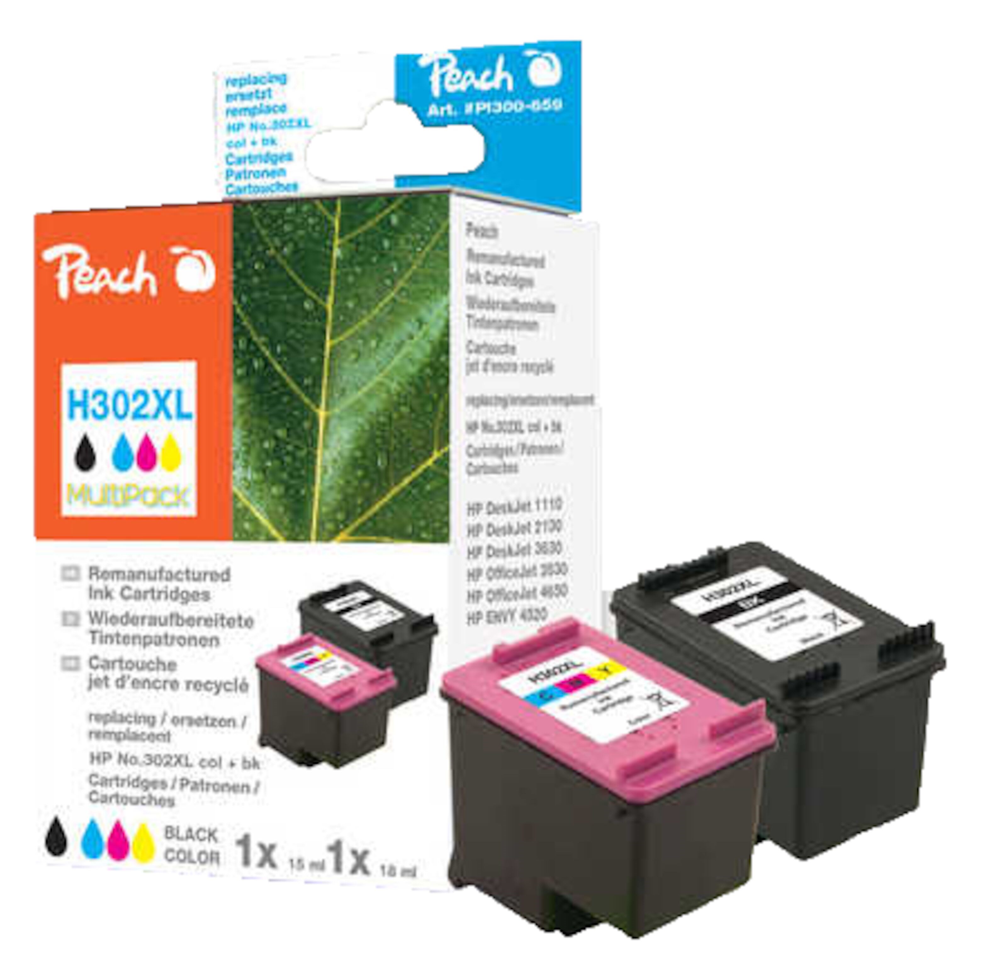 Peach Blekkpatron tilsvarer HP 302XL 2-pk.