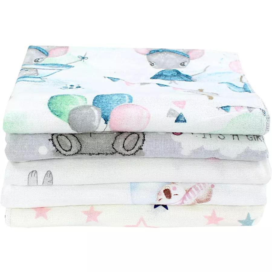 TupTam Baby Moltontücher Flanellwindeln 70x80 5er Set rosablau