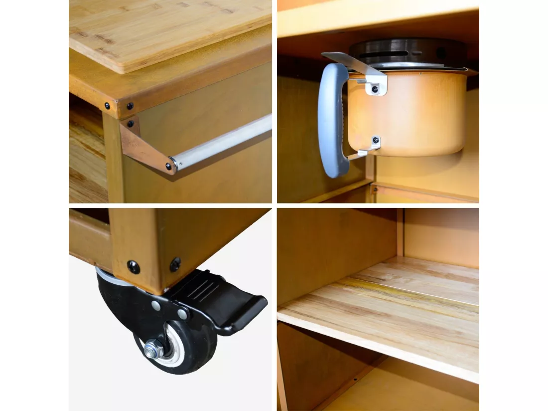 Braséro de cuisson Ø80cm - Stromboli - coloris corten avec grille de cuisson et espace de rangement. L 138 x P 82 x H 114 cm