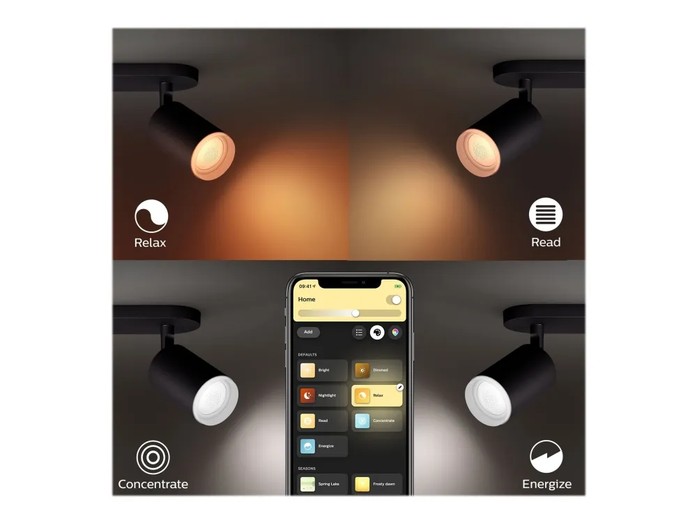 Philips Hue White and Color Ambiance Fugato - Spotlys - LED-lyspære x 2 - GU10 - total: 11.4 W - klasse A  - 16 millioner farver - sort