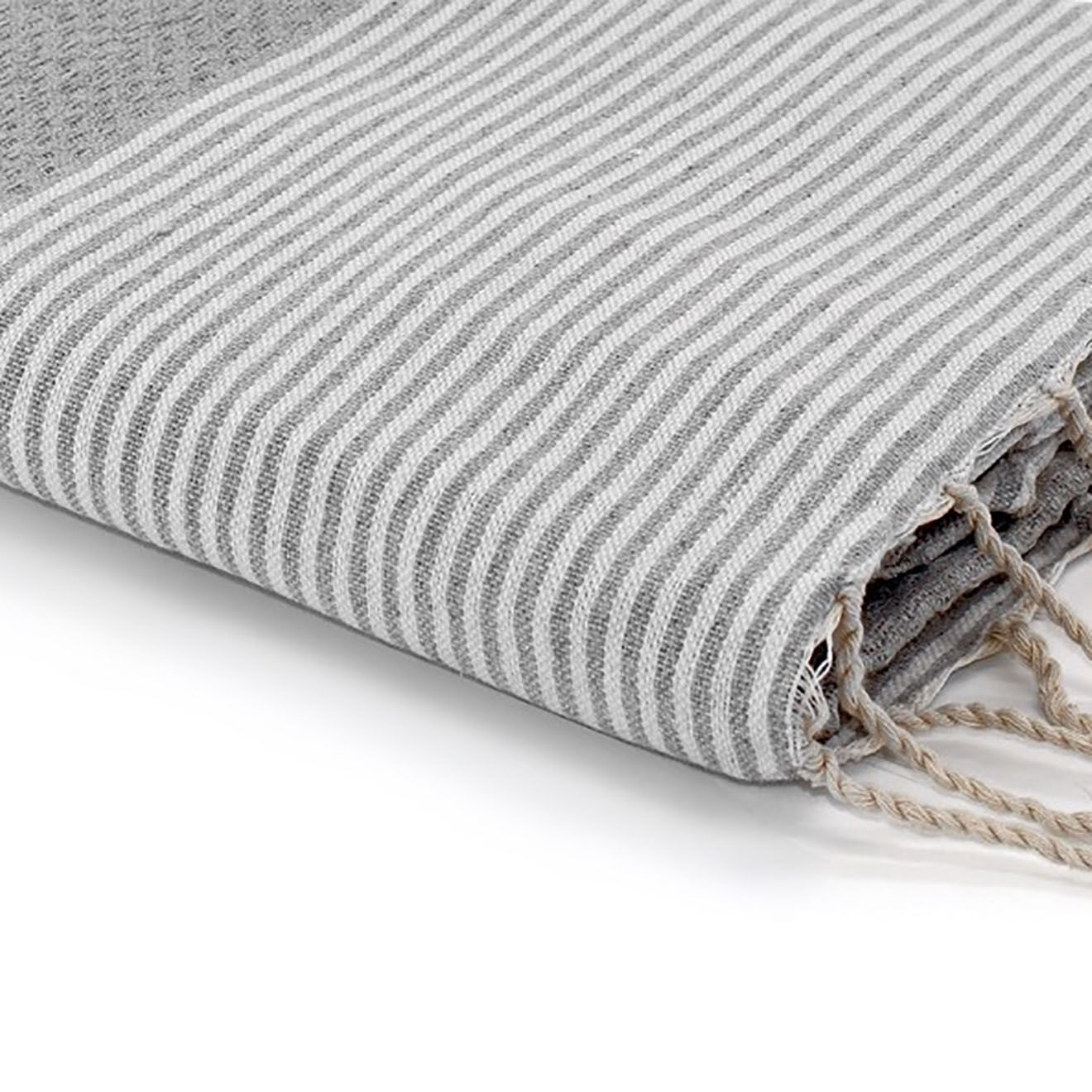 Febronie Fouta Nid d'Abeille Ibiza gris perle/blanc - 100x200 cm