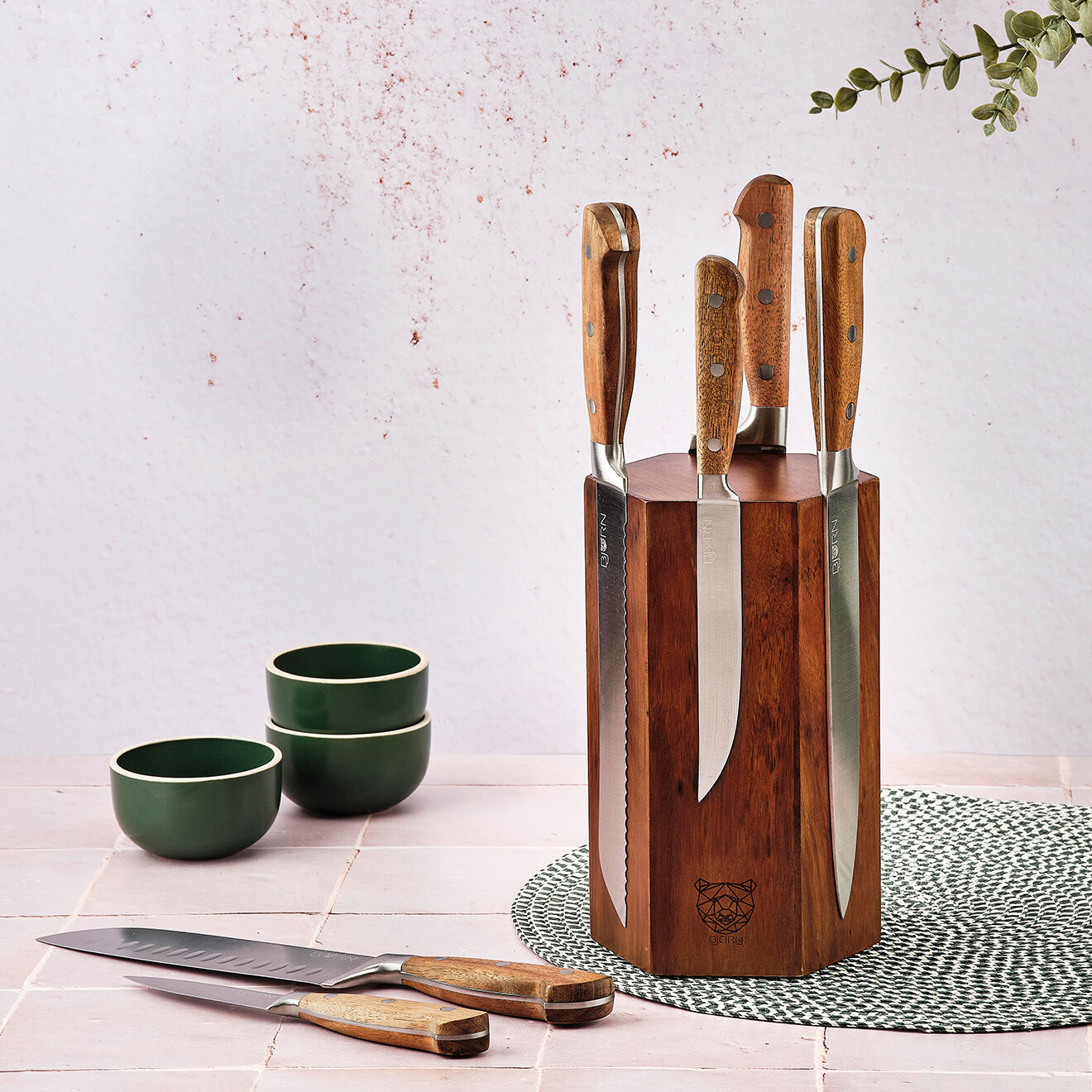 Bjorn Bloc avec couteaux de cuisine Jakob Imatra bois mat - 7 pièces