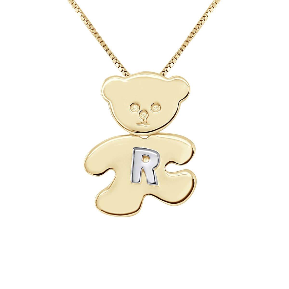 Pendentif OURSON plaqué Or Jaune - Lettre R Argent