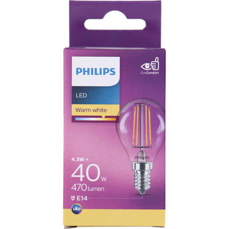 Philips Led fil kogel helder E14 40W