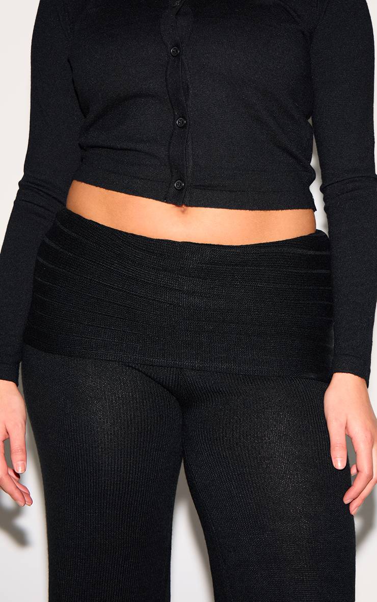Noir Pantalon Large En Maille Grande Taille