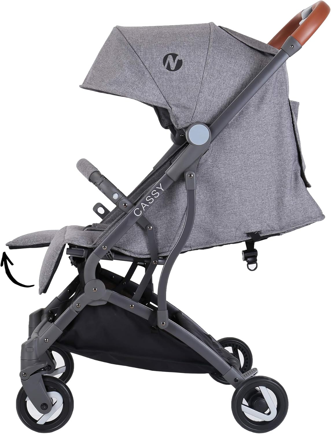 Poussette compacte CASSY 6-48 mois, légère et maniable - pliable à une main - Sac de transport et porte gobelet inclus - Nania (gris)