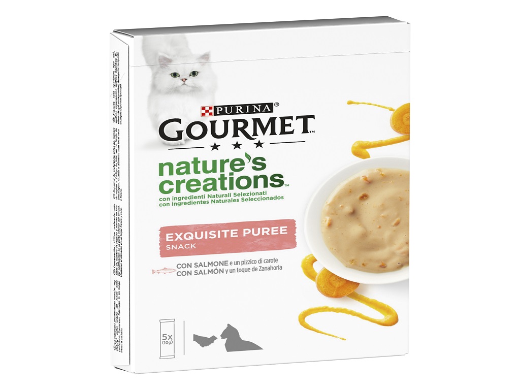 SNACKS PARA GATO GOURMET PURÉ SALMÃO 5X10G