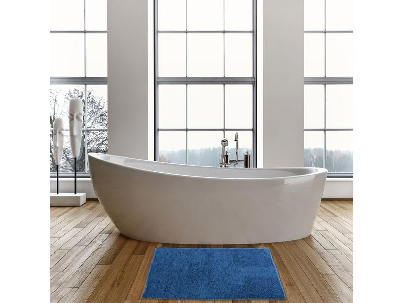 MSV Badteppich Dalija 45 x 70 cm, Dunkelblau Badematte aus hochwertiger Baumwolle
