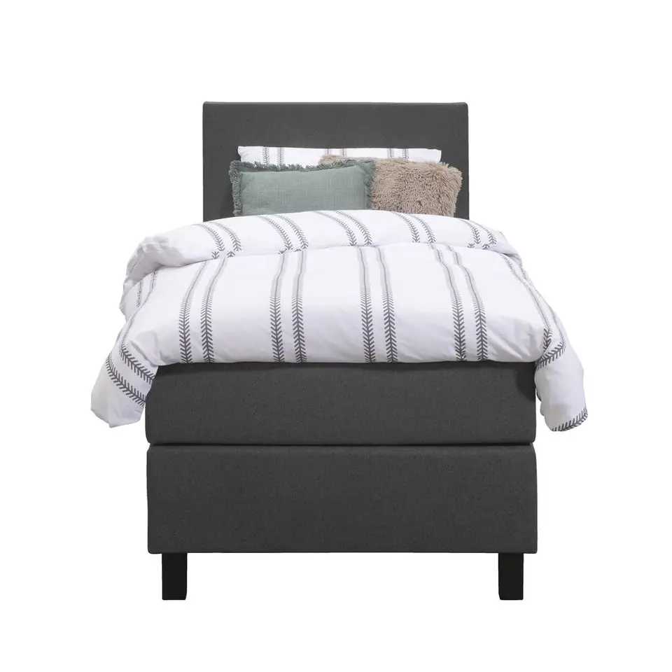 Boxspring Liv egaal - antraciet - 90x200 cm - vierkante poot
