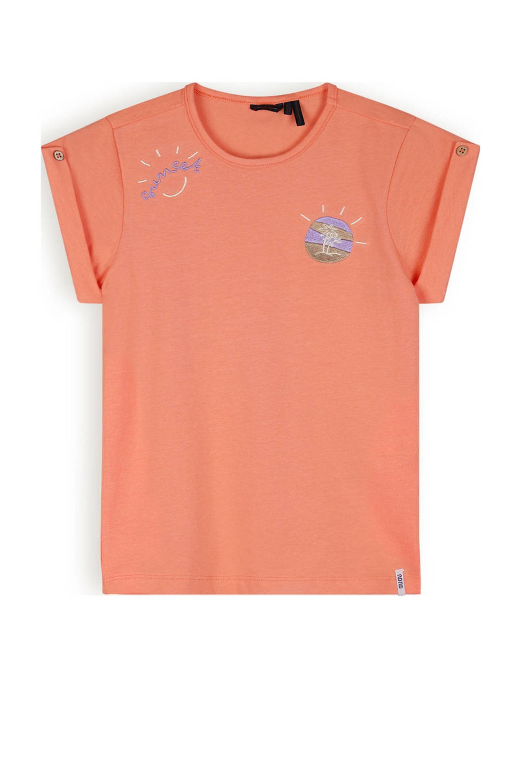 NONO T-shirt Kiki met printopdruk koraaloranje