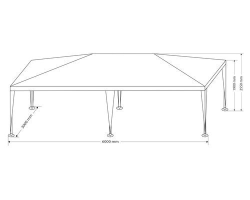 Partytent 3x6x2,55 m Polyethyleen 120 g/m² wit
