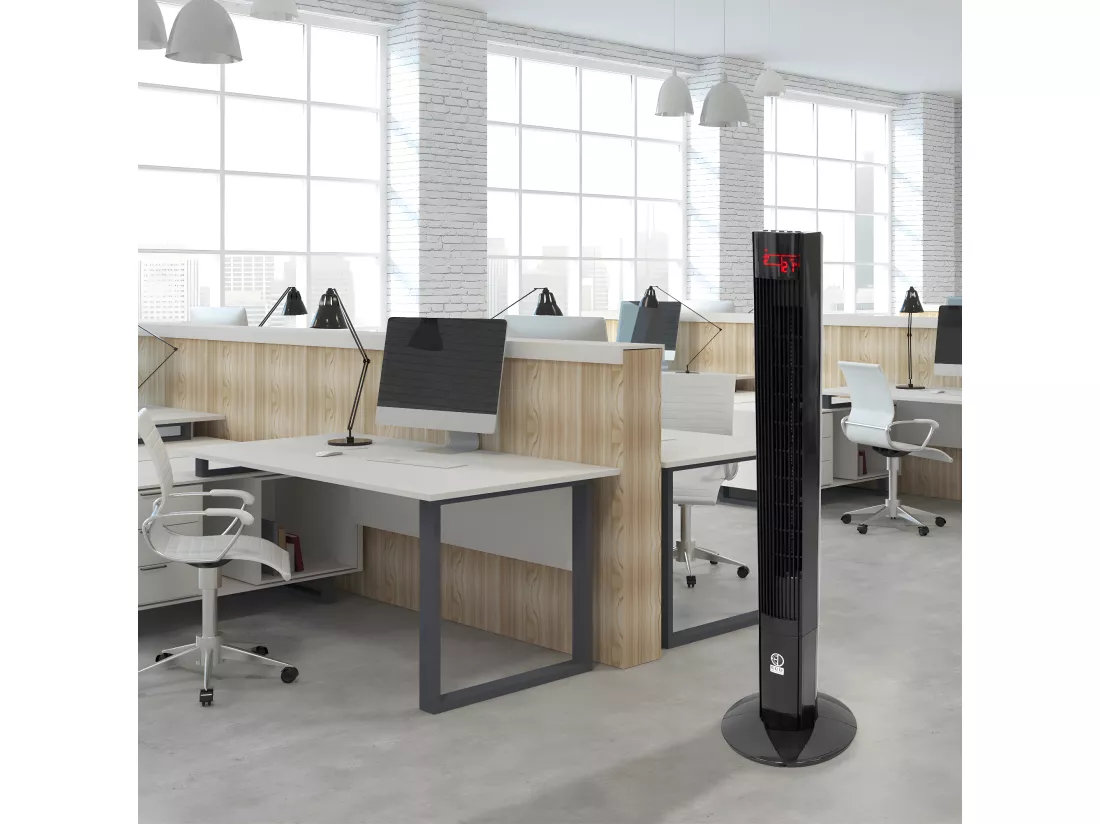 Ventilateur colonne tour oscillant sur pied 116cm piédestal noir +télécomande