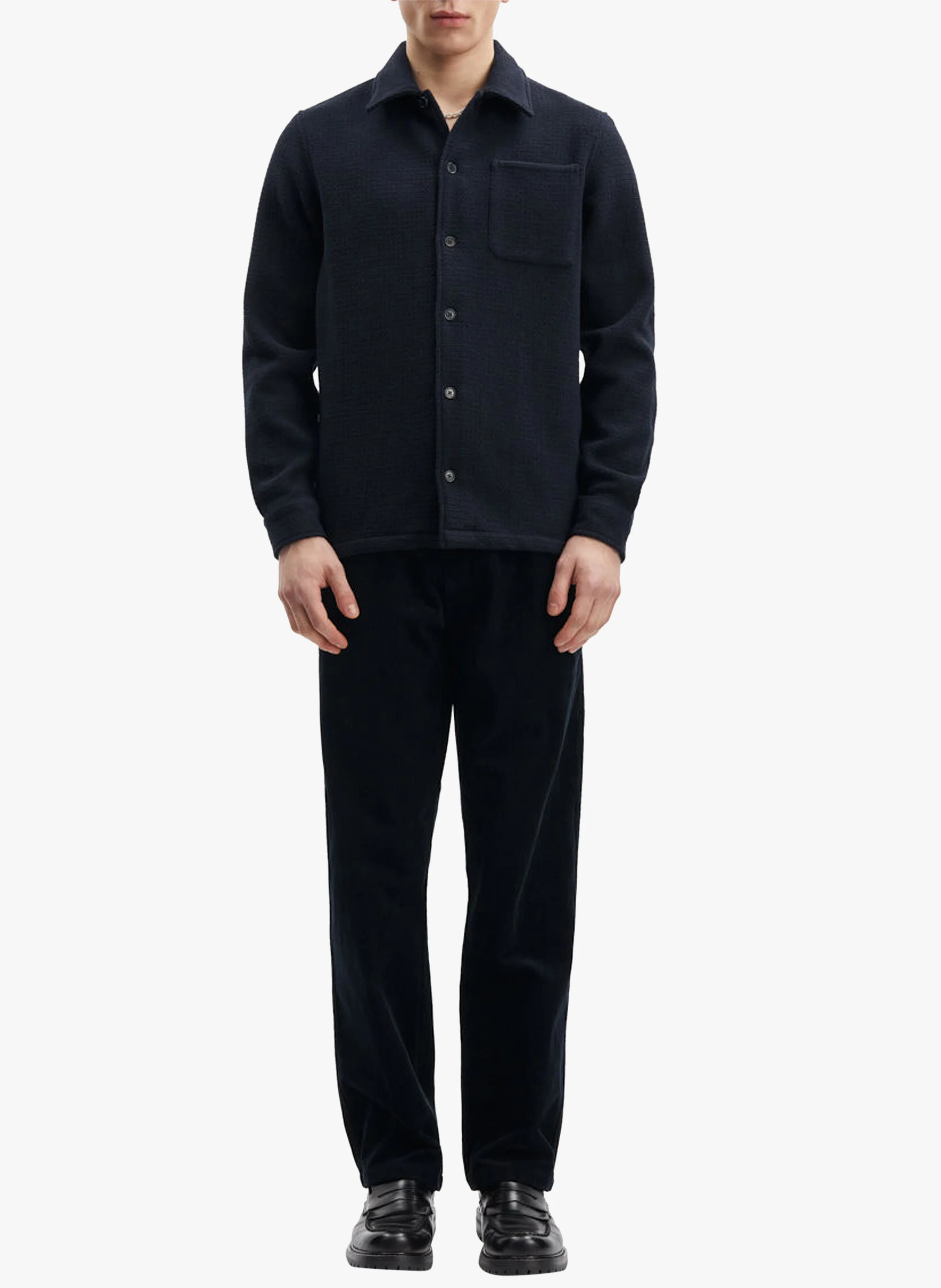 JABARI - Pantalon droit en velours côtelé | Bleu