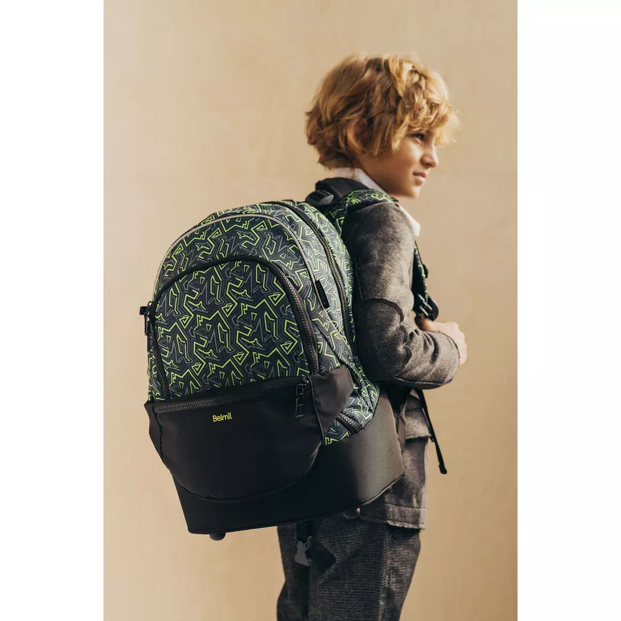 Belmil Schulrucksack 2-IN-1 Schulrucksack & Gürteltasche Iguana