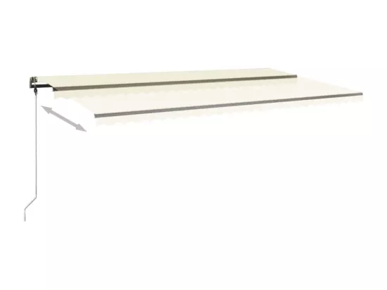 Auvent manuel rétractable avec LED 600x300 cm Crème