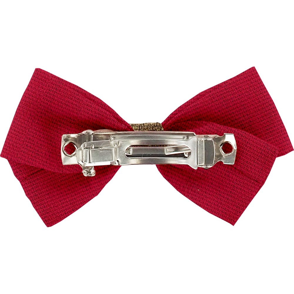 Petite Barrette Double Noeud Croisé Rouge