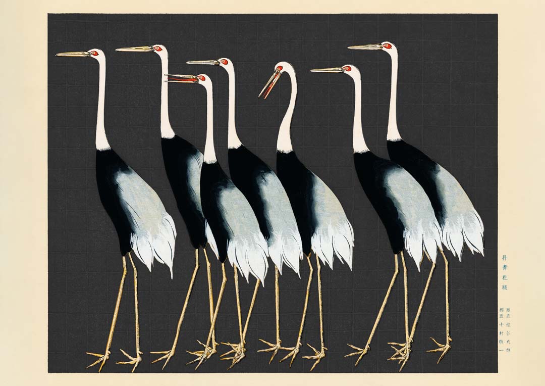 7 Vögel von Korin in Grau