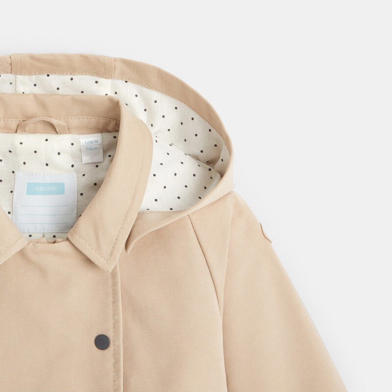 Manteau toile déperlante à capuche beige bébé fille Beige