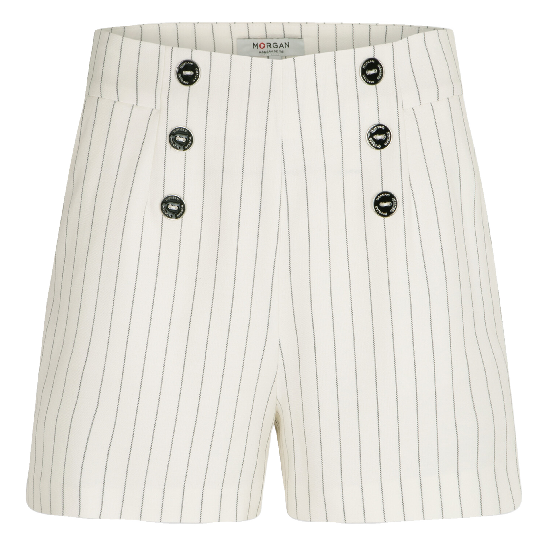 SHIVI.F - Short taille haute à rayures | Blanc