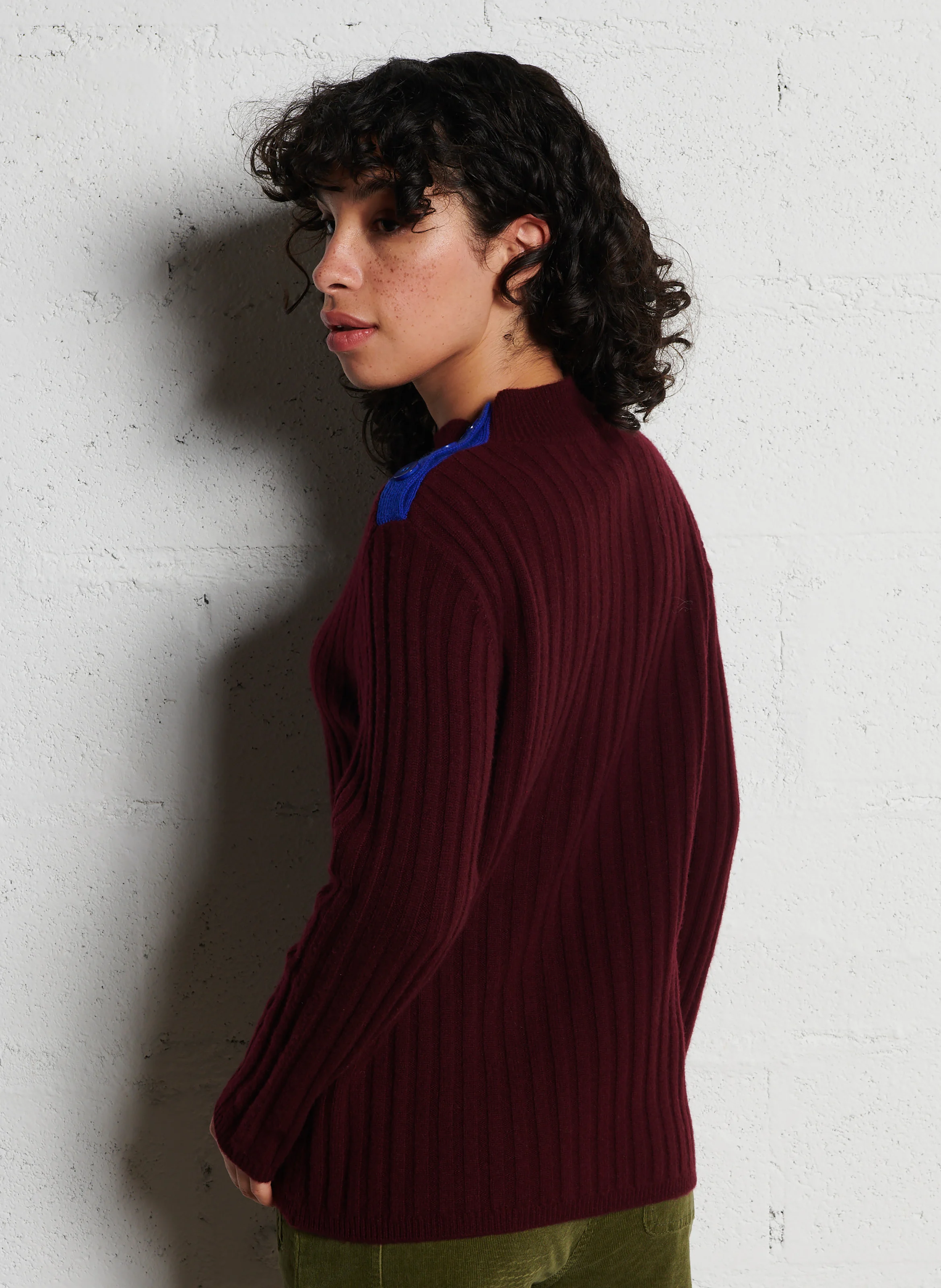 GUILAIN - Pull droit boutonné en laine et cachemire | Violet