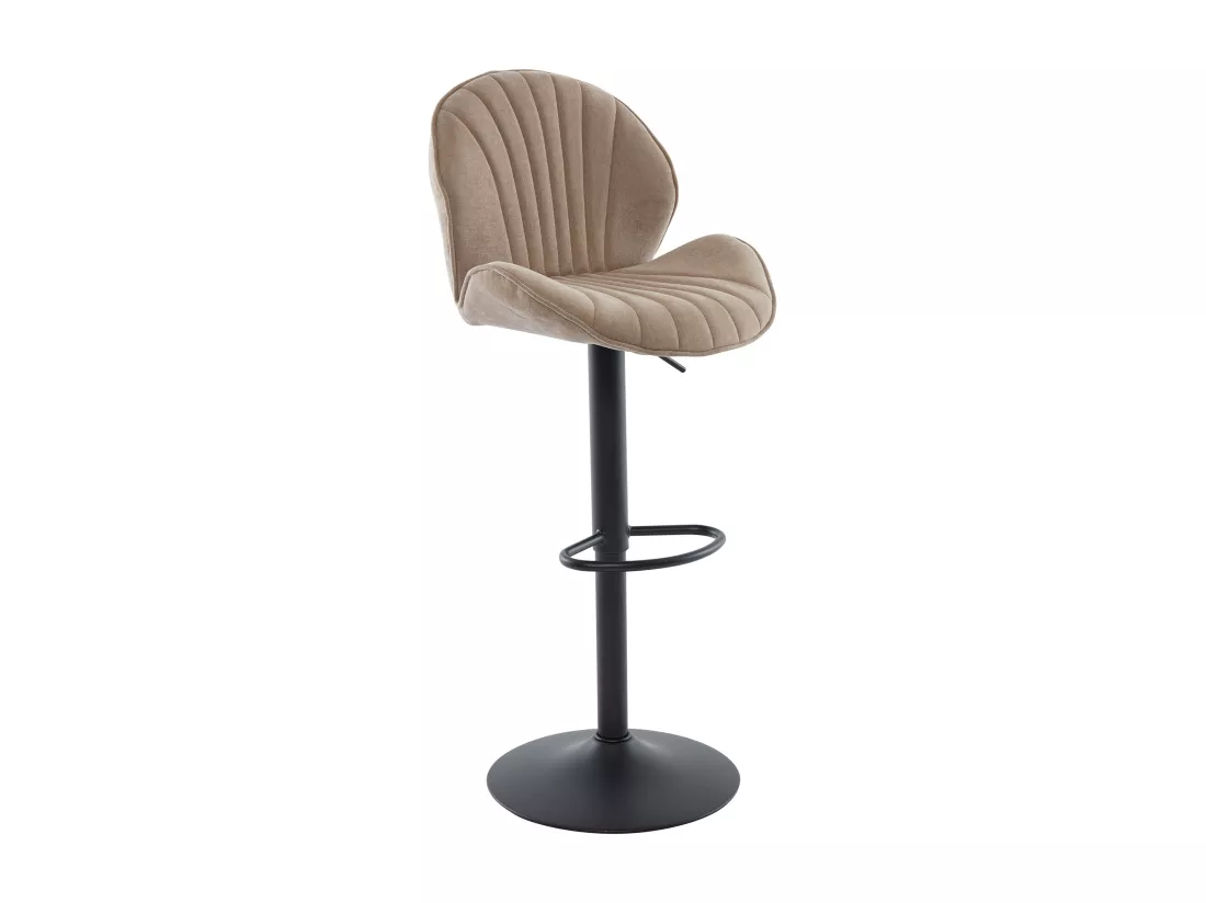 Lot de 2 tabourets de bar en tissu et métal noir - Hauteur réglable - Taupe - LANCENIA