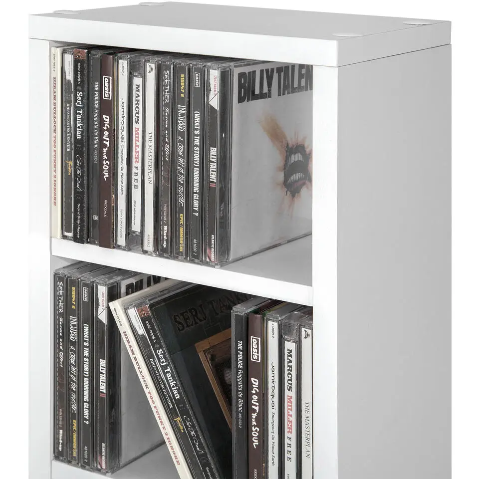 tectake CD mediakast met 6 vakken 90x21x20cm, Wit