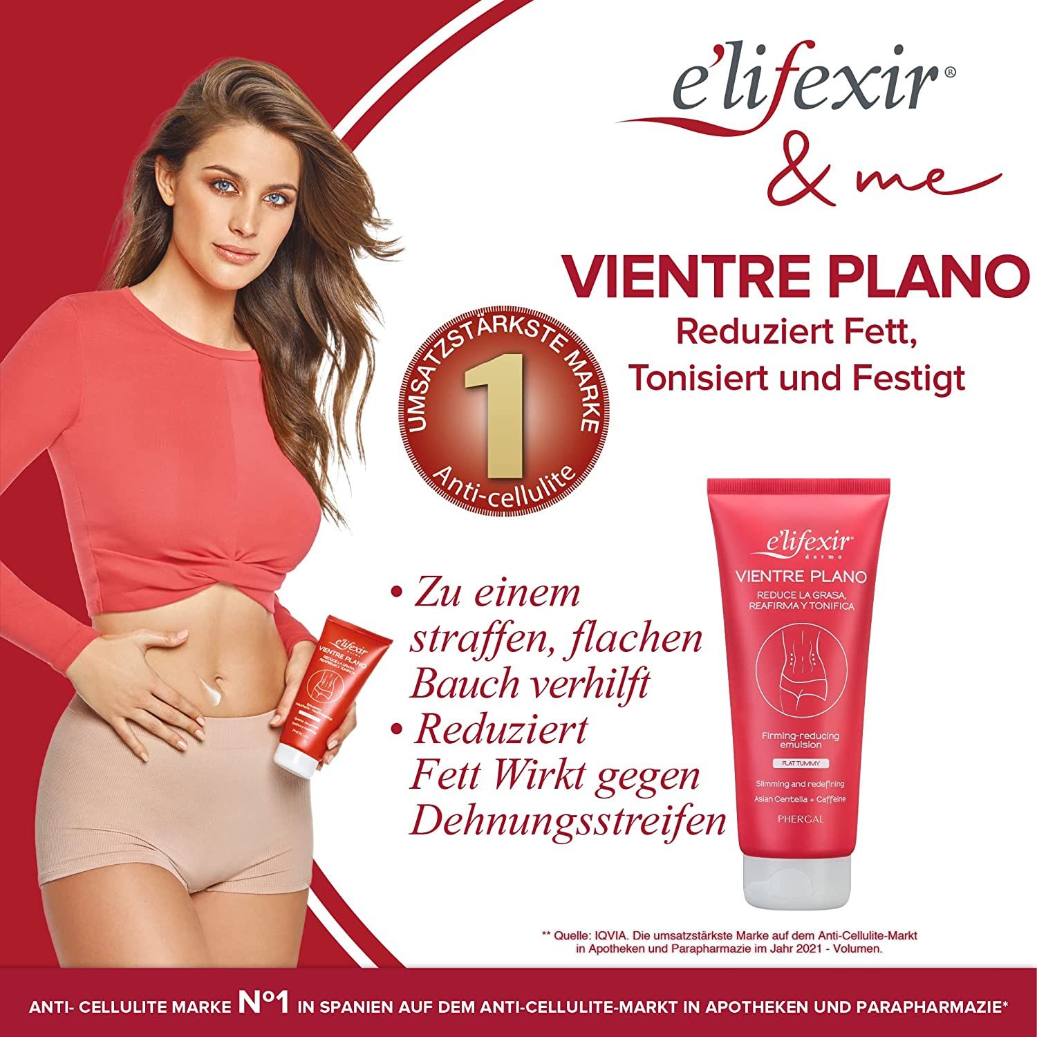 Elifexir Vientre Plano | Creme EffektflacherBauch | HautstraffendeundAnti-Cellulite