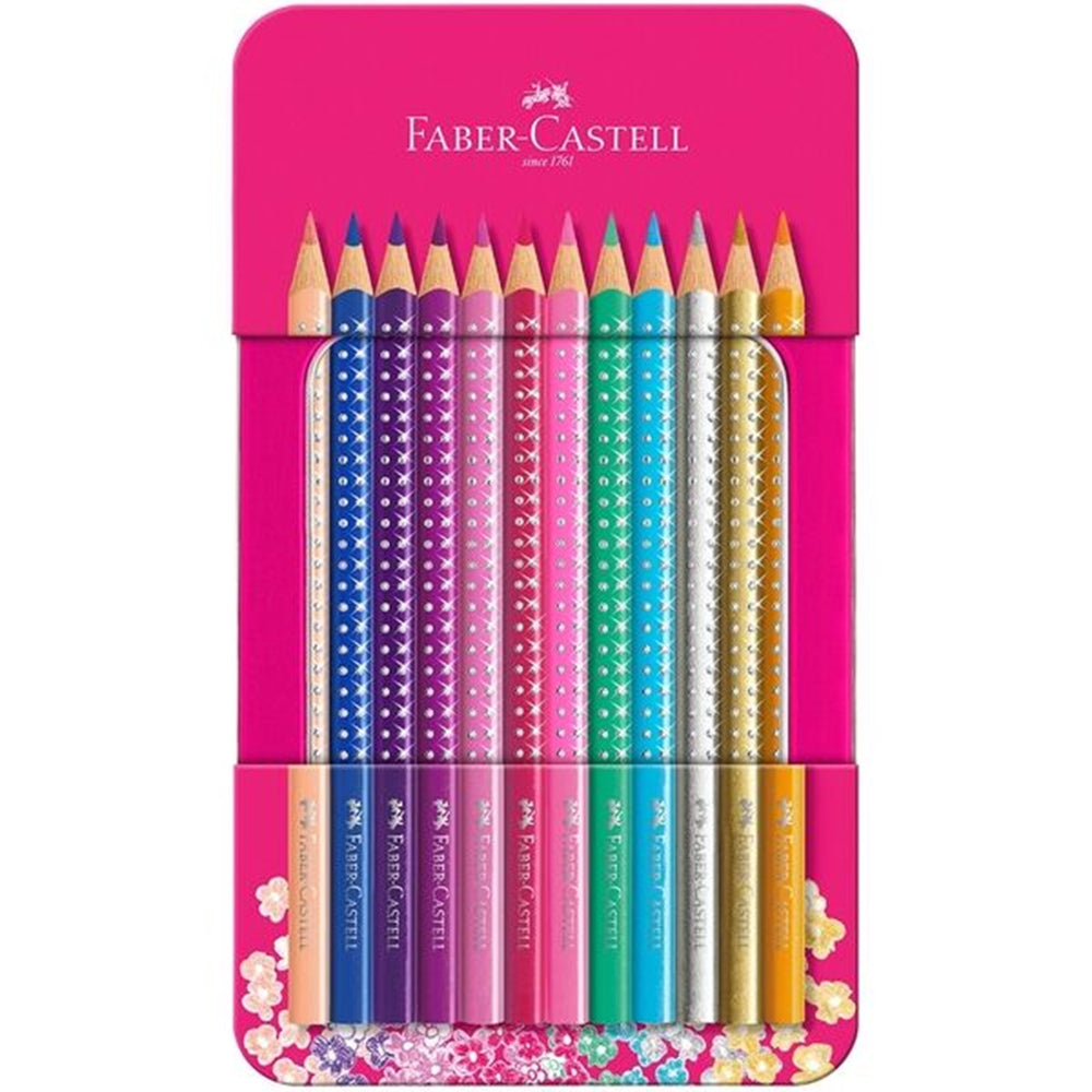 Køb Faber Castell Sparkle Tinæske 12 Farveblyanter | Luksusbaby
