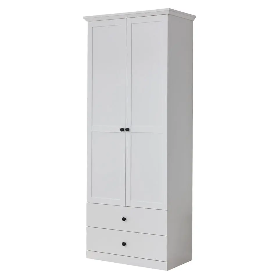 Hioshop BrandsonBaxter kledingkast 2 deuren- 2 laden wit