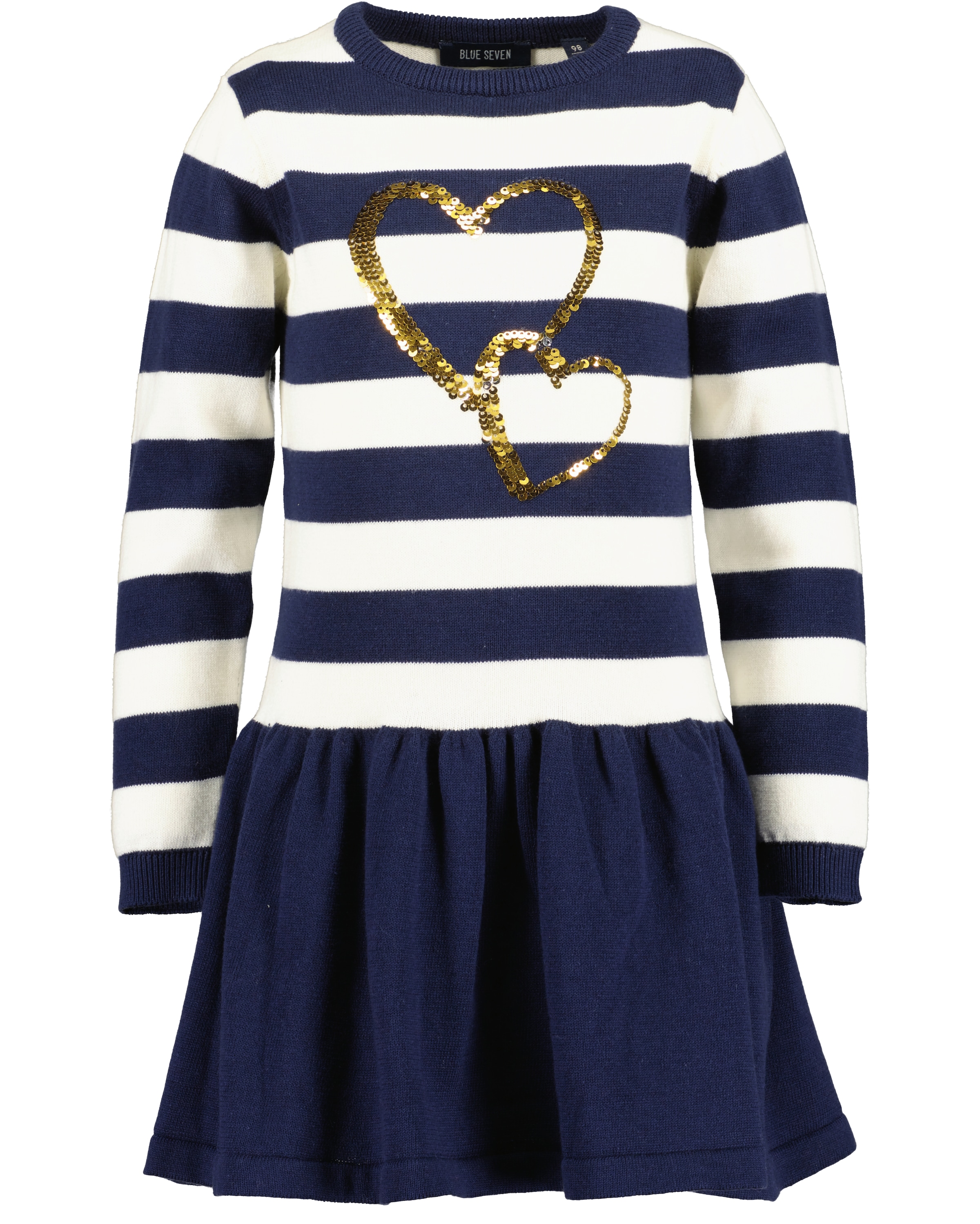 Blue Seven Strickkleid mit tollem Herzenmotiv mit Wendepailletten