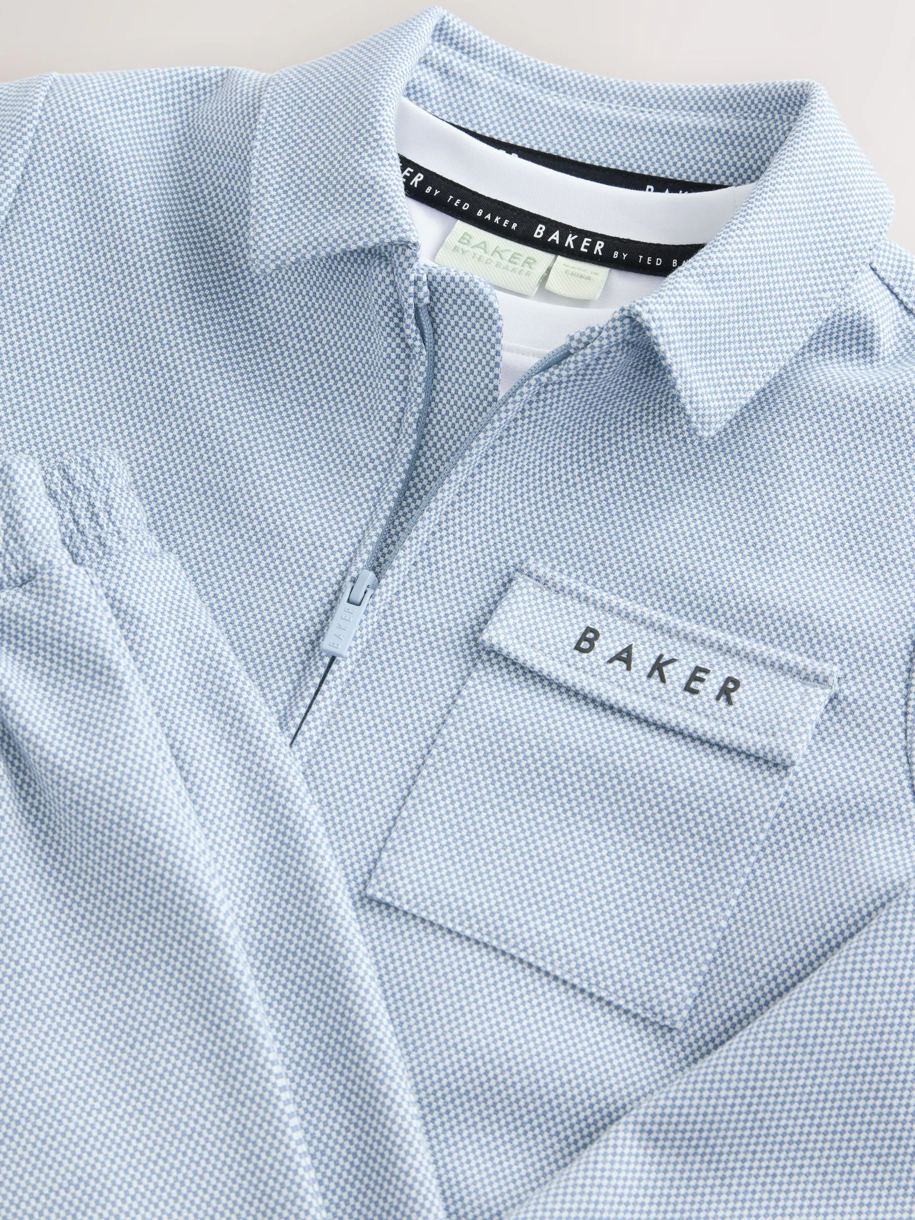Blauw - Baker by Ted Baker 3 Piece Textured Jacket T-Shirt and Trousers Set