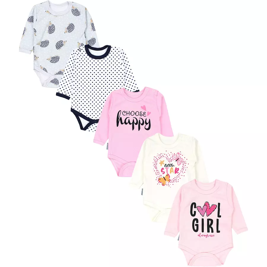 TupTam Mädchen Baby Body Langarm Unifarben 5er Pack rosapink