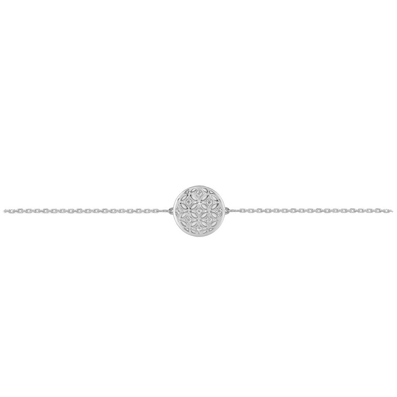 Bracelet Femme - Or 18 Carats - Diamant 0,05 Carats - Longueur : 18 cm