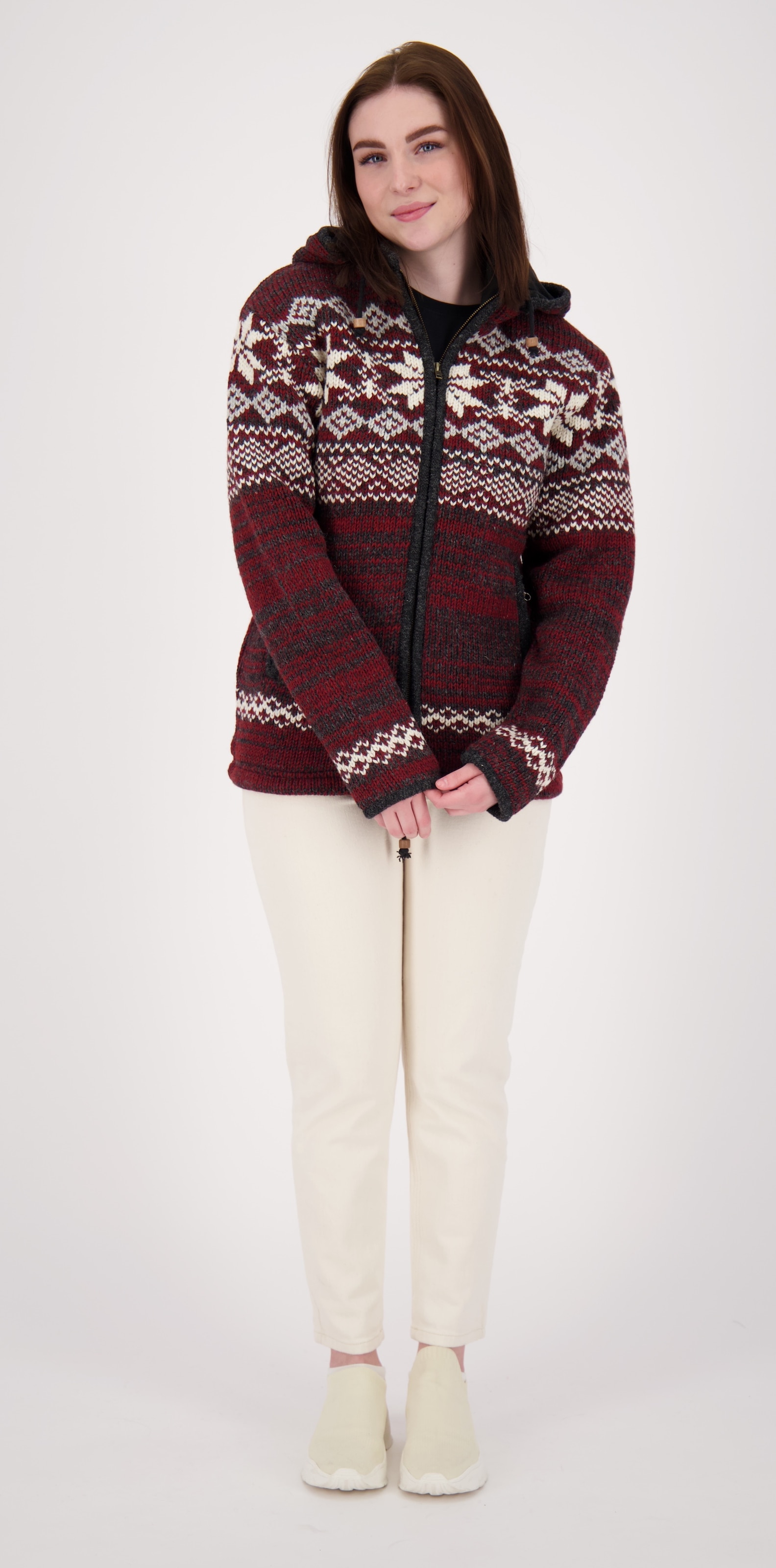 DEPROC Active Strickfleecejacke »ANNAPURNA« mit Kapuze und weichem Fleece gefüttert